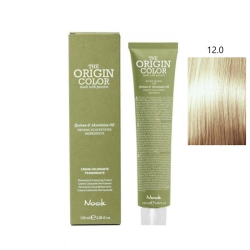 Vopsea permanenta cu amoniac fara PPD si fara Resorcinol, Nook Origin Color blond special natural 12.0 100ml