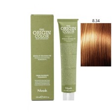 Vopsea permanenta cu amoniac fara PPD si fara Resorcinol, Nook Origin Color blond deschis auriu aramiu 8.34 100ml